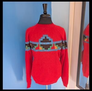 🌄OOAK Vtg Native American Signed Graphic Crewneck Sweatshirt
